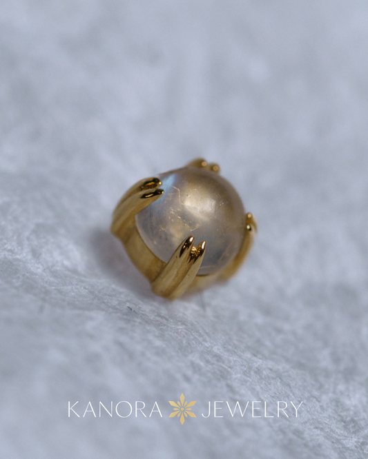 R2S - Gold Prong Cab - Rainbow Moonstone